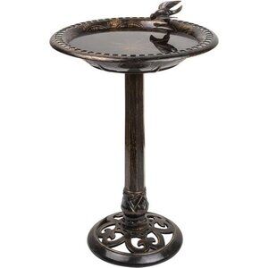 27" Tall Outdoor Antique Style Bronze Birdbath Bowl